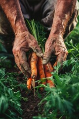 Wall Mural - a farmer harvests carrots. Selective focus