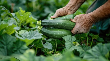 Sticker - a farmer harvests squash. Selective focus