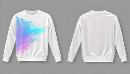 Wall Mural - Set of white front and back view tee sweatshirt sweater mockup 5