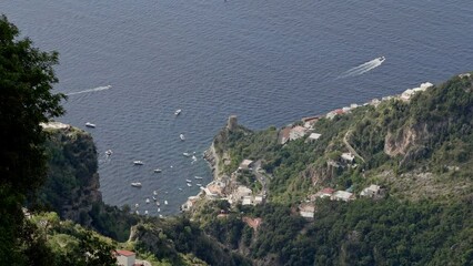Wall Mural - Beautiful view of the Path of the Gods Trials on Amalfi Coast and driving boats