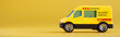 © slexp880 - Yellow toy car - delivery service van. Express delivery. Yellow background. Web banner. Photo. Copy space