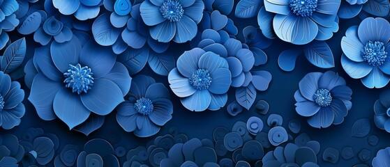Aufkleber - A blue flower icon background template with a Japanese pattern modern.