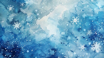 Aufkleber - Snowflake watercolor background with abstract winter theme.