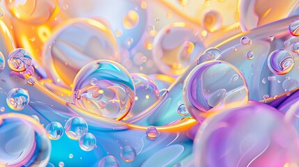 Leinwandbilder - Floating liquid blobs, soap bubbles, metaballs - abstract three-dimensional art background.