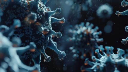 Aufkleber - Microscope virus close up. Respiratory Corona Virus 2020. 3D render.