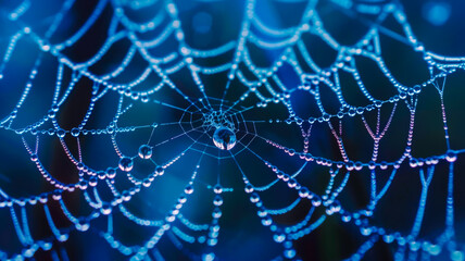 Dew Drops Adorning a Morning Spider Web