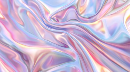 Poster - Fashion smooth elegant flying holographic glossy cloth. Abstract 3D art background.