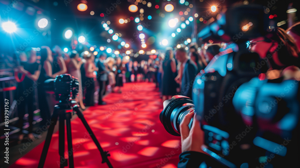 A glamorous red carpet event with celebrities and VIPs posing for ...