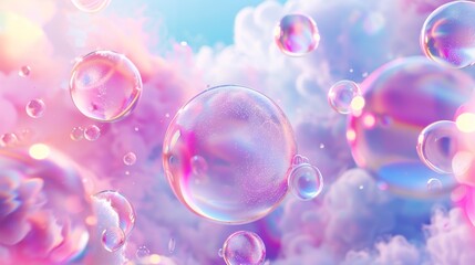 Wall Mural - This abstract background features floating liquid blobs, soap bubbles, and metaballs.