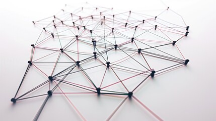 A network diagram with interconnected nodes, visually depicting the structure of a social network, using lines of varying thickness to indicate interaction frequency.
