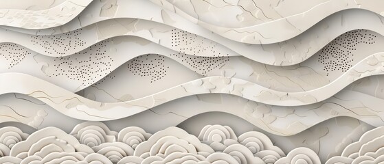 Poster - This is a modern Japanese pattern with a stitched background and wave elements.