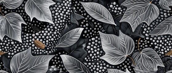 Aufkleber - A seamless Japanese pattern with a dotted texture modern background with elements of leaves.