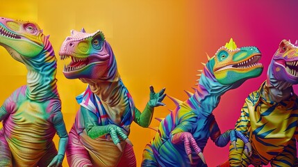 Wall Mural - Creative Animal Concept: Group of Dinosaurs

