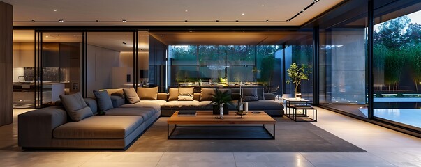 Wall Mural - luxurious living room with a modern minimalist design