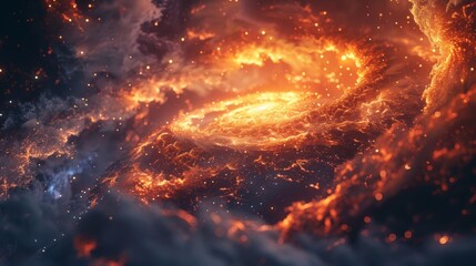 Wall Mural - A fiery spiral of stars and dust in the sky