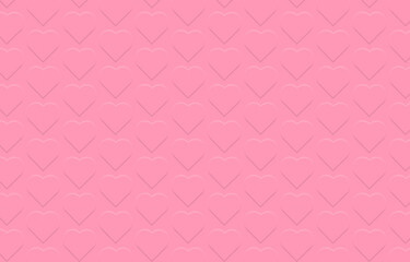 Wall Mural - Emboss neumorphism background with hearts.Pastel sweet pink love background for valentine, wedding, paper, print and others.Graphic vector wallpaper pattern.
