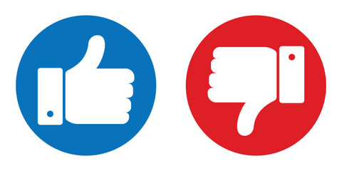 Poster - like and unlike button. thumbs up and down button for good or bad feedback. vector symbol on transparent background.