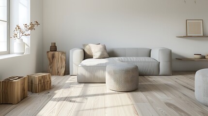 Wall Mural - minimalist modern living room with Scandinavian influences