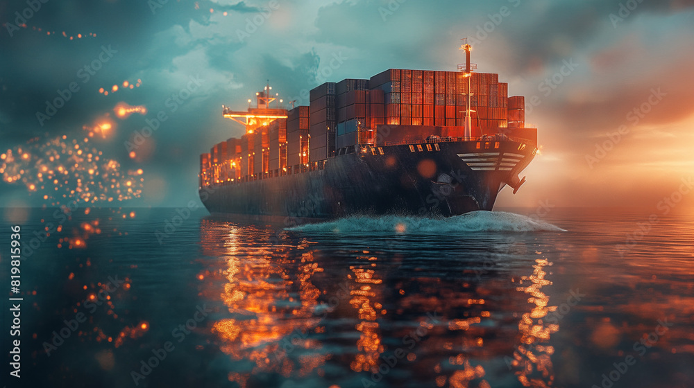 Technology Cargo Container Ship Futuristic Global Logistics ...