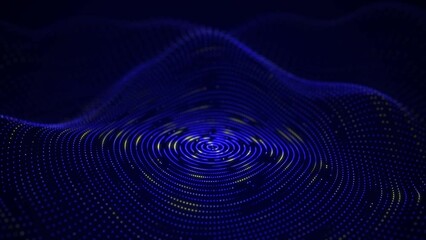 Aufkleber - Abstract technology circle blue wave. Flow of particles. Big data transfer visualization. 3D rendering.