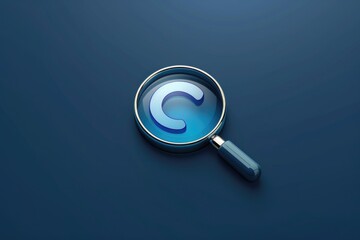Poster - Close-up of a magnifying glass with the letter C inside. Ideal for educational concepts