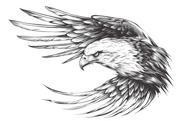 Poster - Detailed black and white drawing of an eagle. Suitable for educational materials