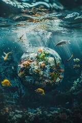 Aufkleber - A globe floating in the ocean, perfect for educational materials