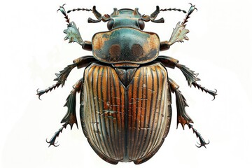 Wall Mural - A beetle sitting on a plain white surface. Suitable for various nature and insect themed projects