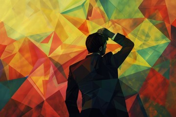Poster - A man standing in front of a vibrant, colorful background. Suitable for various design projects