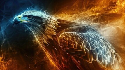 Leinwandbilder - A large bird of prey engulfed in flames. Ideal for dramatic or powerful concepts