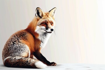 Aufkleber - A red fox sitting on a table, suitable for various projects