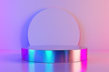 Poster - A white round object set against a pink and blue backdrop, suitable for various design purposes