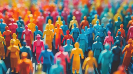 Poster - A large group of colorful people standing together. Perfect for diverse community concepts