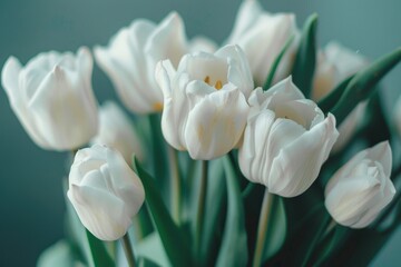 Poster - A bunch of white tulips in a vase. Suitable for floral arrangements