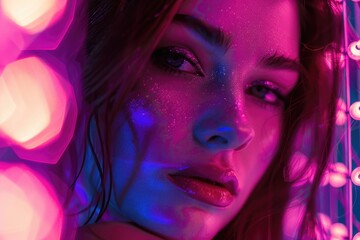 Poster - A stunning woman with glitter on her face. Perfect for beauty and fashion concepts
