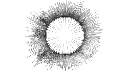 Poster - Black and white sunburst drawing, suitable for various design projects