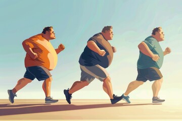 Poster - A group of men running on a road, perfect for sports and fitness concepts