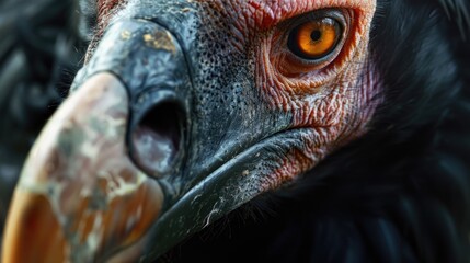 Poster - Close up of a bird's face with a red beak, suitable for nature and wildlife concepts