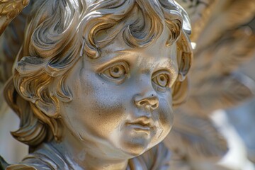 Poster - Detailed shot of a child statue, suitable for various concepts