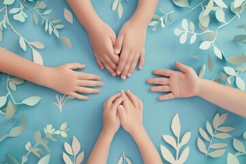 Aufkleber - A group of people holding hands in a circle, suitable for teamwork concepts