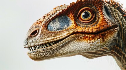 Aufkleber - Close up of dinosaur's face on white background. Perfect for educational materials