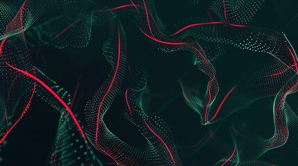 Poster - Abstract fractal background with space red and green lines gradients