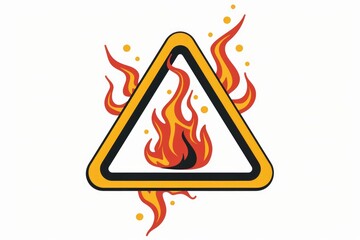 Poster - A warning sign with flames coming out of it. Suitable for cautionary messages