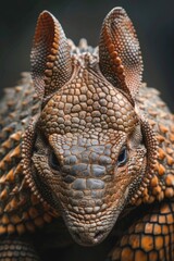 Poster - Close up of a lizard's face on black background. Suitable for science or wildlife themes