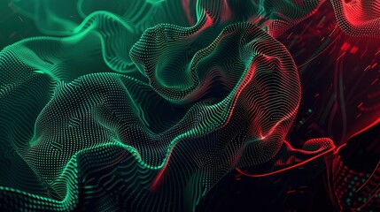 Poster - Abstract fractal background with space red and green lines gradients