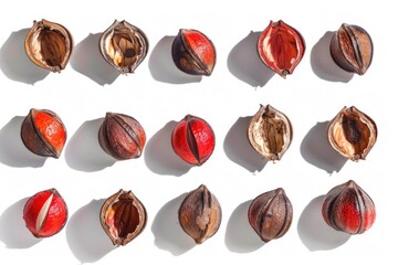 Poster - Nuts on a white surface, ideal for food blogs