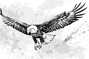 Poster - A majestic bald eagle soaring through the sky. Perfect for patriotic designs