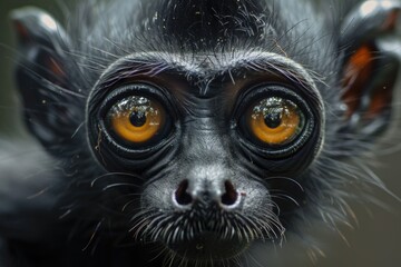 Aufkleber - Close up of a monkey's face with yellow eyes. Suitable for animal and wildlife themes