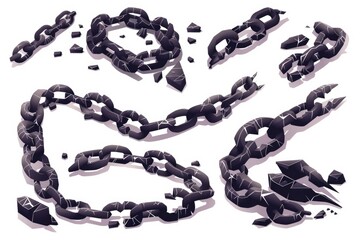 Poster - A bunch of chains that have been cut in half. Ideal for industrial concepts