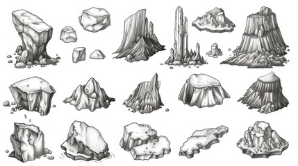Poster - Collection of rocks in different poses, perfect for geology or outdoor-themed designs